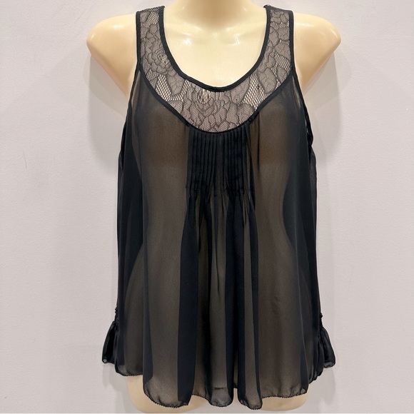 Vintage Oscar de la Renta Drop Peplum Semi Sheer Sleeveless Top - Picture 1 of 5